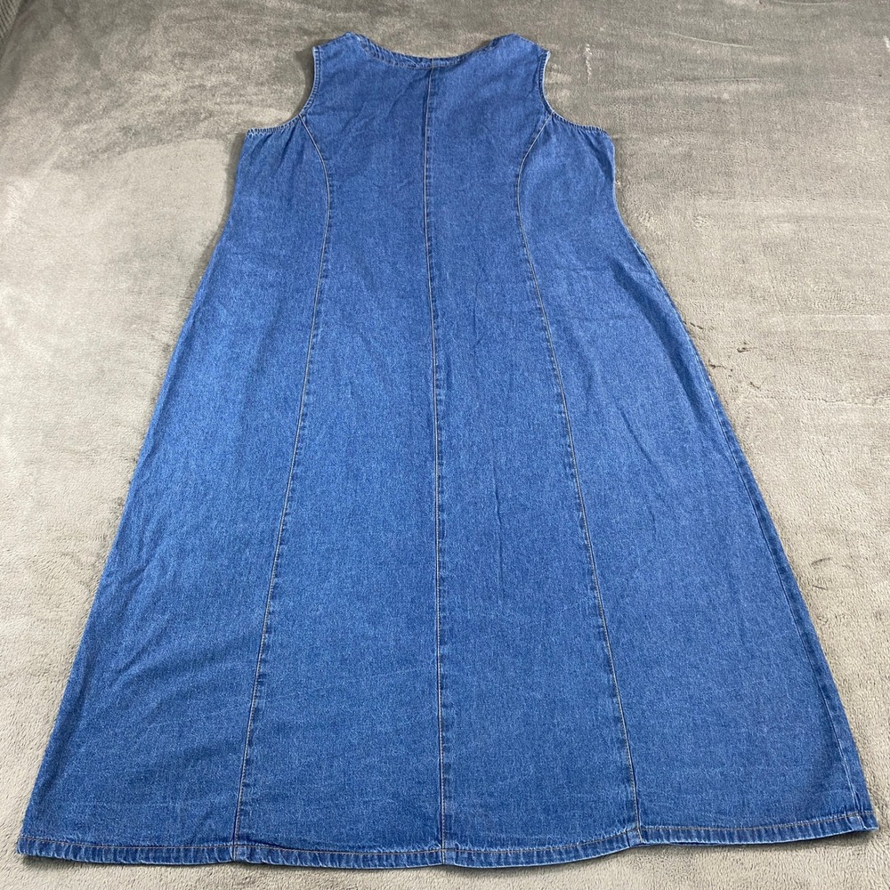 Bedford Fair Denim Dress Womens 20W Blue Button Front Maxi Sleeveless V-Neck USA - Picture 2 of 9